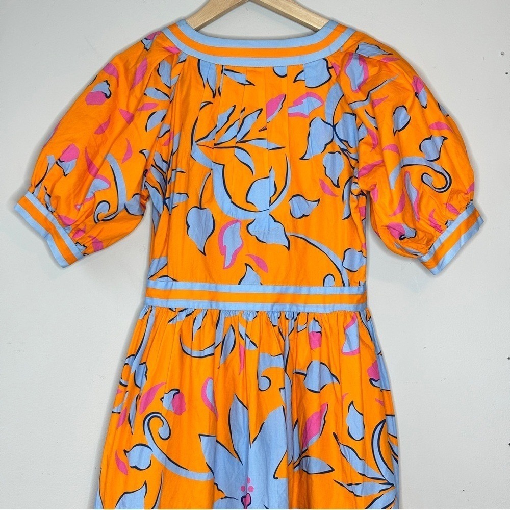 Gretchen Scott Orange Blue Pink‎ Viviers Full Bloom Floral Print Midi Dress XXS - Picture 11 of 12